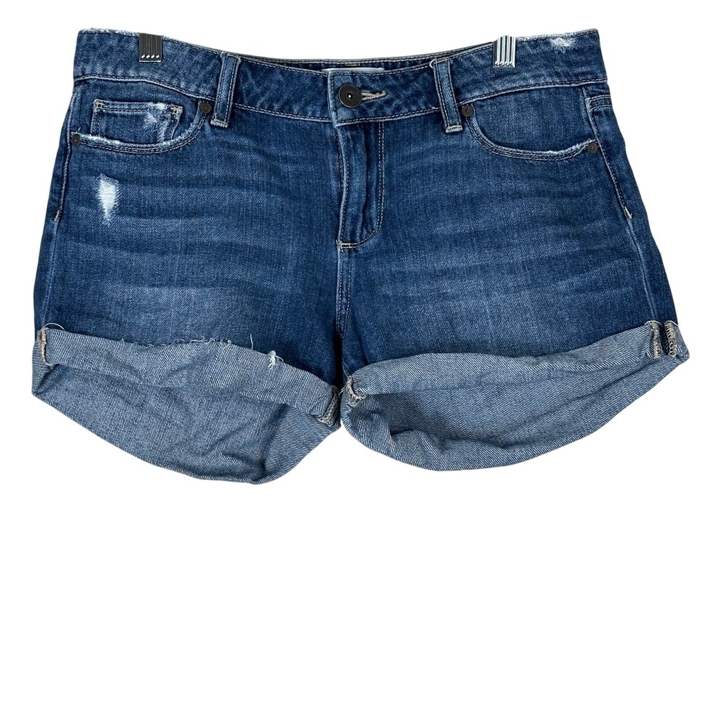 Paige Jimmy Jimmy Denim Shorts Womens 27 Dark Wash Cuffed Distressed Casual